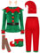 Kaerm Weihnachtskostüm Kinder Jungen Wichtel Kostüm Langarm Samt Pullover Plüsch Shirt Mit Weihnachtshose Elfenohren Hut Strümpfe Schuhe Gürtel Gr. 92-164 Grün 92-98