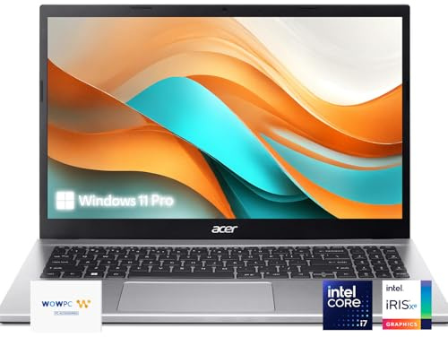 acer Aspire 3 Laptop | 15.6 FHD | Intel Core i7-1165G7 | Quad-core | Intel Iris Xe Graphics | 36GB RAM | 2TB PCIe SSD | Wi-Fi 6 | Long Battery Life | Windows 11 Pro | w/WOWPC OS Recovery USB