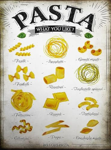 KUSTOM ART Affiche murale décorative série pâtes différentes tailles impression artistique sur papier couché 40 x 30 cm sans cadre