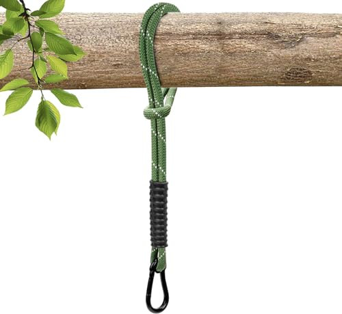 WWFFEN Tree Swing Ropes Heavy Duty, 154cm（61）Hammock Strap Hanging Kit with Carabiner for Outdoor Playground Swing Tree Swing Hammocks Accessories, Load Capacity 453 kg, 1Pack, Green
