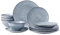Richmount Tempus 12-Piece Dinner Set, Handpainted Swirl Stoneware Plates and Bowls Set, Colourful Dinner Sets for 4, Dinner Plates/Dessert Plate/Soup Bowl, Glazed Ceramic Dinnerware Sets, PearlBlue