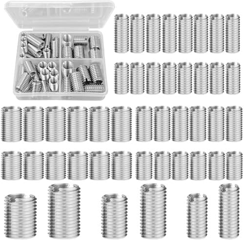 40 Pezzi Inserto Filettato, M4-M6 / M6-M8 / M8-M10 Kit di Riparazione Della Filettatura, Inserti per Dadi Esagonali in Acciaio al Carbonio Zincato, Bussole a Vite, per Mobili in Legno