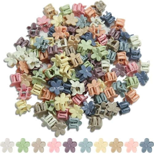 100 Pcs Pinzas para el cabello de flores pequeñas Niñas Pinza de garra pequeña Accesorios para el cabello de niños pequeños Pinzas de mandíbula corta Pequeños pasadores Agarre robusto Colorido Lindo