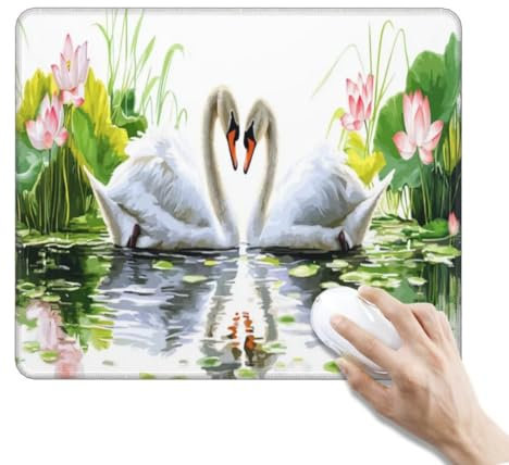 Tappetino Mouse Loto Tappetino Mouse Piccolo Tappetino per Mouse Gaming Tappetino Scrivania MousePad, Impermeabile Mouse Pad Tappetini Mouse Base Antiscivolo per Gaming Ufficio(290 x 240 x 3 mm,Cigno)