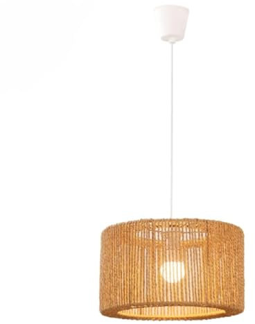 LightLogic Hängelampe ARILAS - Pendelleuchte Esstisch Boho Style mit E27 Fassung und Beige Lampenschirm - Elegante Hängeleuchte Geflochten für Wohnzimmer und Schlafzimmer- Stilvolle Deckenlampe