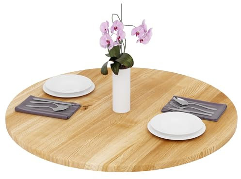 LAMO Manufaktur Tischplatte rund 90 cm aus Naturholz | Holzplatte für Esstisch, Küchentisch, Bistrotisch | Stärke: 28 mm | Farbe: Rustikal