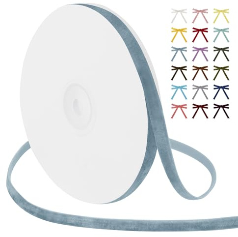 Uiopa Samtband Hellblau 6mm Breit, 9m Geschenkband Samt Band, Schleifenband Hellblau Ribbon Dekoband für Geschenkverpackung, Kränze, Hochzeit, Party, DIY Handwerk