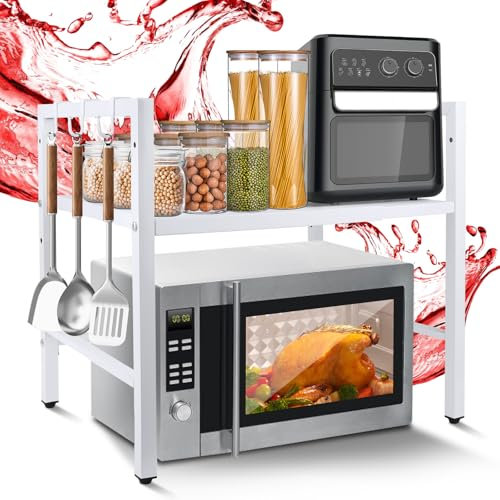 Soporte Ajustable para Microondas, MXTIMWAN Mueble Extensible Microondas Cocina, 2 Niveles Estante Microondas, Soporte Para Microondas Para Encimera de Cocina
