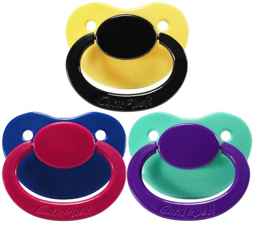 CutiePlusU Schnuller - Großer Saugerschild Farbmix 3 Paci Pack-Rot Lila Schwarz