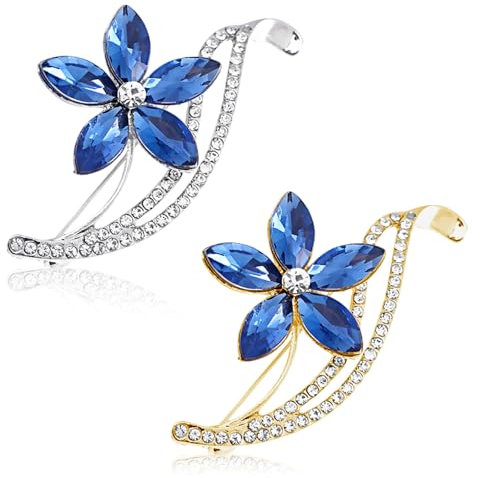 SAIIURV Lot de 2 broches en cristal et strass fleur vintage élégante accessoires de mariage décoration vêtements cadeaux d'anniversaire