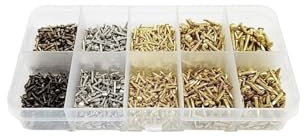 AIRUIXI 1 box 10 sizes 1700pcs Small Iron Nail Tack for Wood Box Dollhouse Hinge DIY Golden Silver Bronze