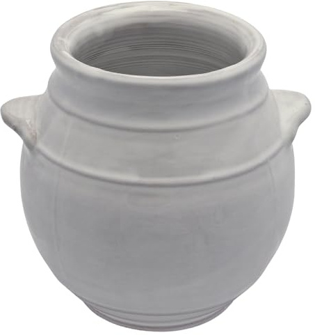 Cleminson Hand-Dipped Ceramic Utensil Jar | Artisan Kitchen Utensil Holder | Made in Spain | Stylish Cutlery Pot Organiser | Rustic Farmhouse Crock for Spoons, Spatulas, Whisks (White Dipped)