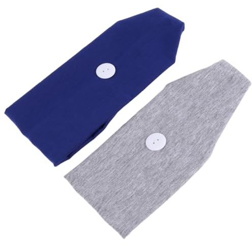 OUNONA 2 STÜCK Sportliches Damen Stirnband mit Knopf Saphirblau und Atmungsaktives Elastisches Fitness Haarband für Yoga und Maskenkomfort Weiches Baumwollmaterial Modisch und Funktional