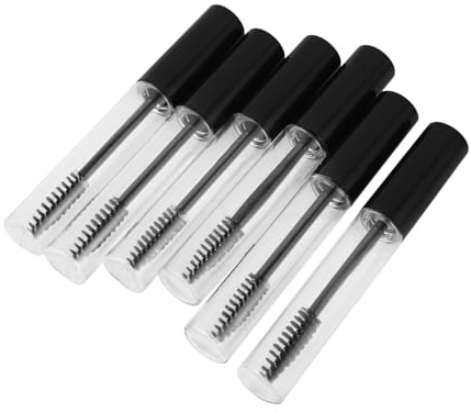 Vaguelly 6 Stück Leere Wimpernbürsten Tube 10ml aus Kunststoff mit Schwarzem Deckel Nachfüllbare Mascara Tubenbehälter Praktisch und Kompakt für Reisen und Selbstgemacht