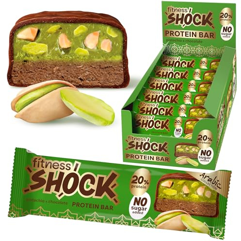 Fitnesshock Proteinriegel 12-er Pack in dunkler Schokolade mit hohem 10g Proteingehalt und low carb (5g) Fitness Eiweissriegel ohne Zuckerzusatz, ohne Mehl und Palmöl, ballaststoffreich, 12x50g