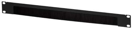 LogiLink Bürstenleiste für Netzwerk-/Serverschränke zum Durchführen von Kabeln mit Schutz, 1 HE (Höheneinheit), Farbe: Schwarz