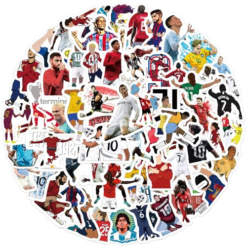 JAXICREY Football Stickers, 60 Pcs Football Star Stickers, Soccer Player Sticker, Waterproof PVC Decals for Water Bottle, Laptop, Phone, Scrapbook, Skateboards, Books, Rewards, Kids, Teens and Adults