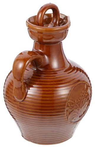 STOBAZA Jarra de Vino de Cerámica Marrón de 500ml Bordes Lisos y Diseño Elegante, Accesorio Funcional Hogar y Suministros de Cocina
