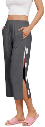 Generisch Reha Hose Damen 7/8 mit Reissverschluss am Bein – Jogginghose seitlich zu öffnen, postoperative Trainingshose, weite Passform, für schnelles An- & Ausziehen
