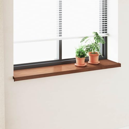 LoogCape davanzale in PVC effetto legno marrone, 140 x 35 x 4,5 cm, per interni ed esterni, facile da montare, resistente alle intemperie, durevole, facile da pulire