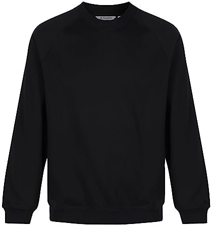 Trutex Crew Neck School Sweatshirt (1-16+ Years), Unisex Uniform Boys and Girls, Standard Fit Jumpers for Boys and Girls, Sweatshirt Kids - Genuine School Uniform Black