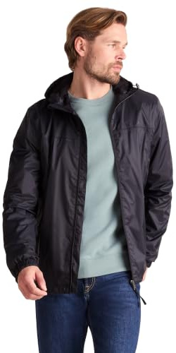 TOG24 Craven Mens Windproof Breathable Waterproof Jacket, Packaway Hood Zip | 100% Polyamide, Coat, Lightweight, Packable, Packs away, Water-repellent finish, Moisture-wicking, Pockets, Hiking, Running