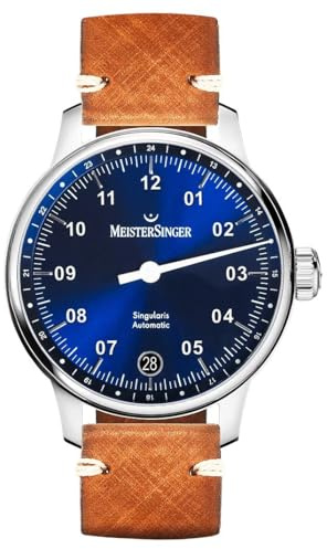 MeisterSinger Singularis Blue Dial Vintage Saddle Leather SIN908