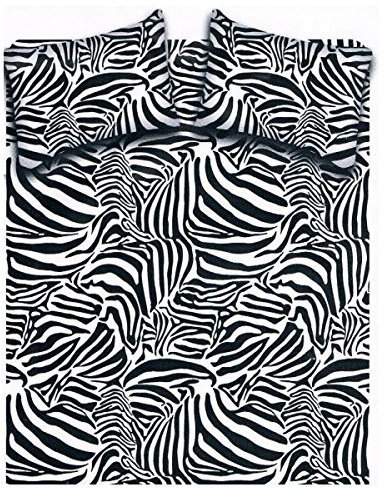 Corredocasa ® Completo Lenzuola Matrimoniale in Morbida Microfibra – Set Letto con Lenzuolo Sopra, Sotto con Angoli e Federe – Fantasia Zebrata Bianco e Nero, Resistente e Facile da Lavare