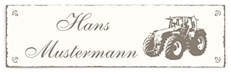 Selbstklebenes Türschild Traktor - mit persönlichem Namen 20 x 6 cm