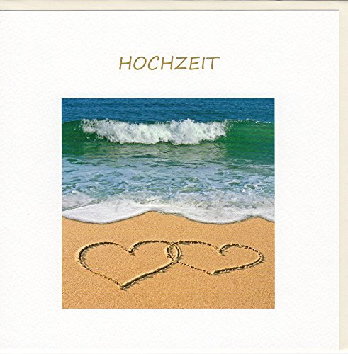 GOODmanCARDS Hochzeitskarte Herzen im SandHochzeit auf edlem Stucco Tintoretto Karton FA7049