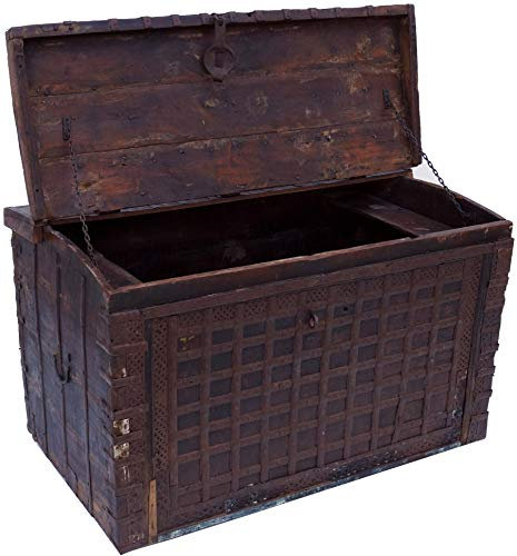 GURU SHOP Große Indische Hochzeitstruhe - Modell 18, Braun, 72x118x70 cm, Truhen, Kisten, Koffer