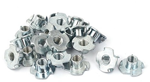 sourcing map 20pcs Écrou à Griffe M8 Métrique 4 Dents T Écrou pour Table Jambes Rocheux Escalade Mur Prises Boiseries Ébénisterie Bois