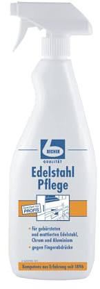 6 x DR. BECHER Edelstahl Pflege | in 1L Flasche Sprühflasche | Pflegeöl für Edelstahl, Chrom, u.v.m | plus Gratis Thank You Aufkleber