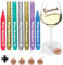 Vaci Weinglas-Marker, 7 Stück, mit 4 Weinglas-Charms, Metallic-Farbstifte, Getränke-Marker, personalisierbar