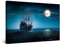 Startonight Impression Sur Toile Peinture Lumineux Bateau et la Lune sur la Mer Bleue, Tableau Nature - Decoration Murale Salon Moderne - Image sur Toile - 60 x 90 cm Idée Cadeau Élégante et Originale