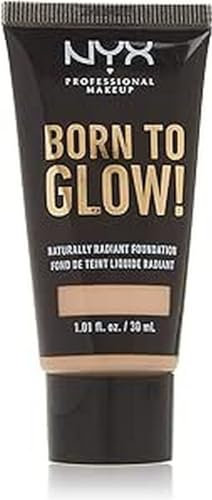 NYX Professional Makeup Born to Glow Radiant Foundation, Schillerndes Finish, Aufbaufähige mittlere Deckkraft, Vegane Formel, Farbton: Vanilla