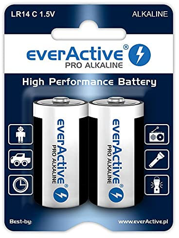everActive C, batterie alcaline Pro LR14 R14 1,5 V, massima potenza, durata 10 anni, 12 pezzi, blister