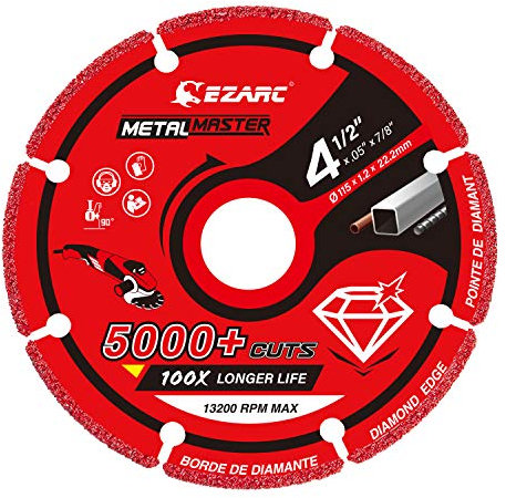 EZARC Diamond Cutting Wheel 4 1/2 x 7/8 Inch for Metal, Cut Off Wheel with 5000+ Cuts on Rebar, Steel, Iron and INOX