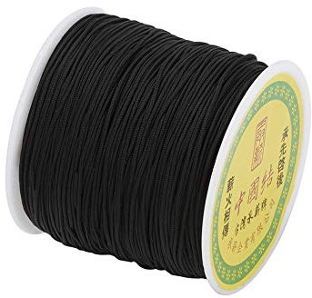 Cheriswelry Cordon en nylon noir de 0,8 mm pour la fabrication de bijoux, 91,4 m