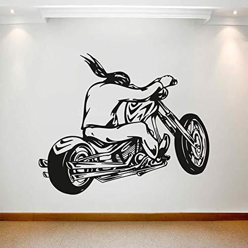 NSRJDSYT Motorradfahrer Wandtattoo Motorrad Cool Style Fenster Vinyl Aufkleber Jungen Schlafzimmer Mann Höhle Garage Inneneinrichtung Kunst 74x89cm