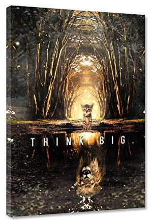 Hustling Sharks® Motivationsbilder als XXL Wandbild Think Big - Hochformat (Leinwandbild, 60 x 90 cm), Bilder Büro, Erfolg Bild, Bilder mit Sprüchen, XXL Wanddeko Büro
