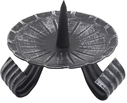 NKlaus Eisen-Dreifußleuchter schwarz Altarleuchter H: 8cm Kerzenhalter mit Dorn groß Linienstruktur 10737