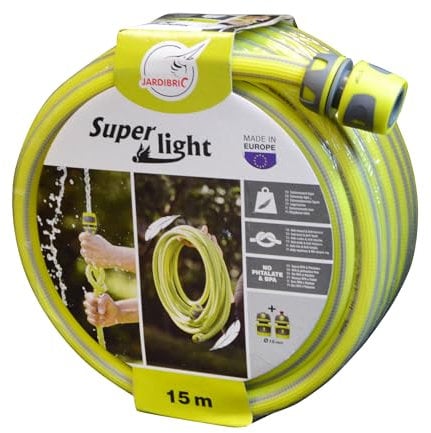 Jardibric - Tuyau d'Arrosage Light Anti Torsion Ø15 - Souple, Robuste, Facile à Manipuler, Idéal pour un Arrosage Efficace du Jardin (15 m)