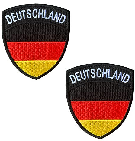 Zcketo 2 Stück Deutschland Schild Flaggen Emblem Abzeichen mit Verschluss Deutschland Schild Bestickter Patch für Fußball Kleidung Taschen Uniform Rucksäcke Jacken Hundegeschirr