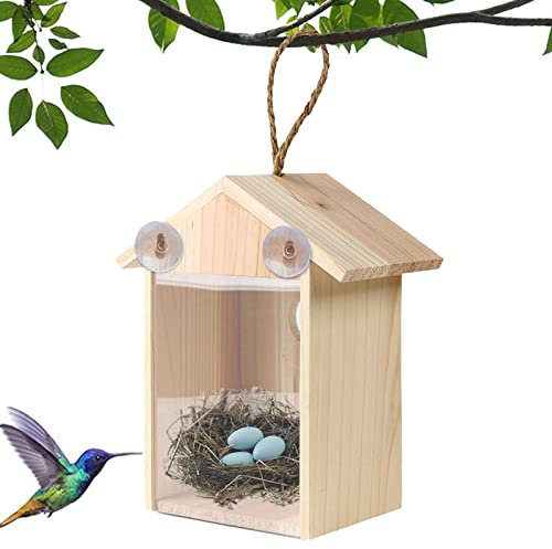 A/R Fenster-Vogelhäuschen aus - Durchsichtiges, verspiegeltes Vogelhaus für den Außenbereich zum Nisten | Mit Saugnapf am Fenster montierter Vogelnistkasten, Futterhäuschen für Wildvögel