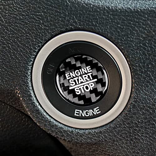 KUNGKIC Auto Motor Start Stop Taste Zündungsschalter Kohlefaser Aufkleber Dekorative Innenbereich Compatible with Dodge Challenger SRT Charger Durango Zubehör (Schwarz)