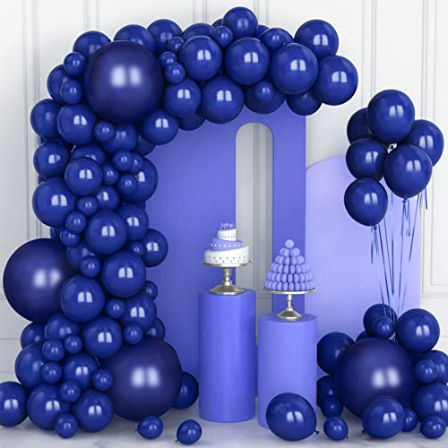106 pcs Ballons Bleu Marine Ballons en Latex 5 10 12 18 pouces Kit de Guirlande Ballon Bleu Marine avec Ruban pour Femmes Garçons Filles Fête d'Anniversaire Mariage Remise de Diplômes Décorations
