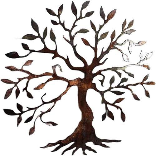 JILIP Olivenbaum 3D Wand Metall Silhouette, Wandskulptur Aus Metall, Kreative Baum des Lebens Kunstdekoration, für Moderne Heimtextilien Im Wohnzimmer (Size : 15.7IN/40cm)