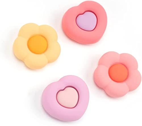 GeekShare süße Daumengriffkappen für PS5 Controller, Thumbsticks Cover Set kompatibel mit Switch Pro Controller und PS4 PS5 Controller, 4 Stück – Herz & Blume