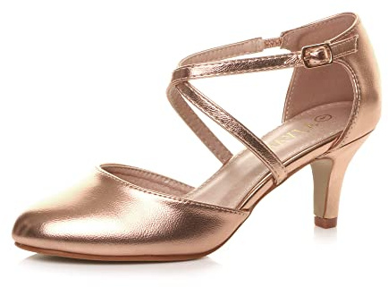 AJVANI Womens Ladies mid high Heel Strappy Crossover Wedding Evening Sandals Shoes Size